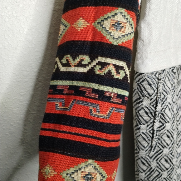 Zara Linen Blend Embroidered Boho Southwestern Long Jacket Women's Size Small